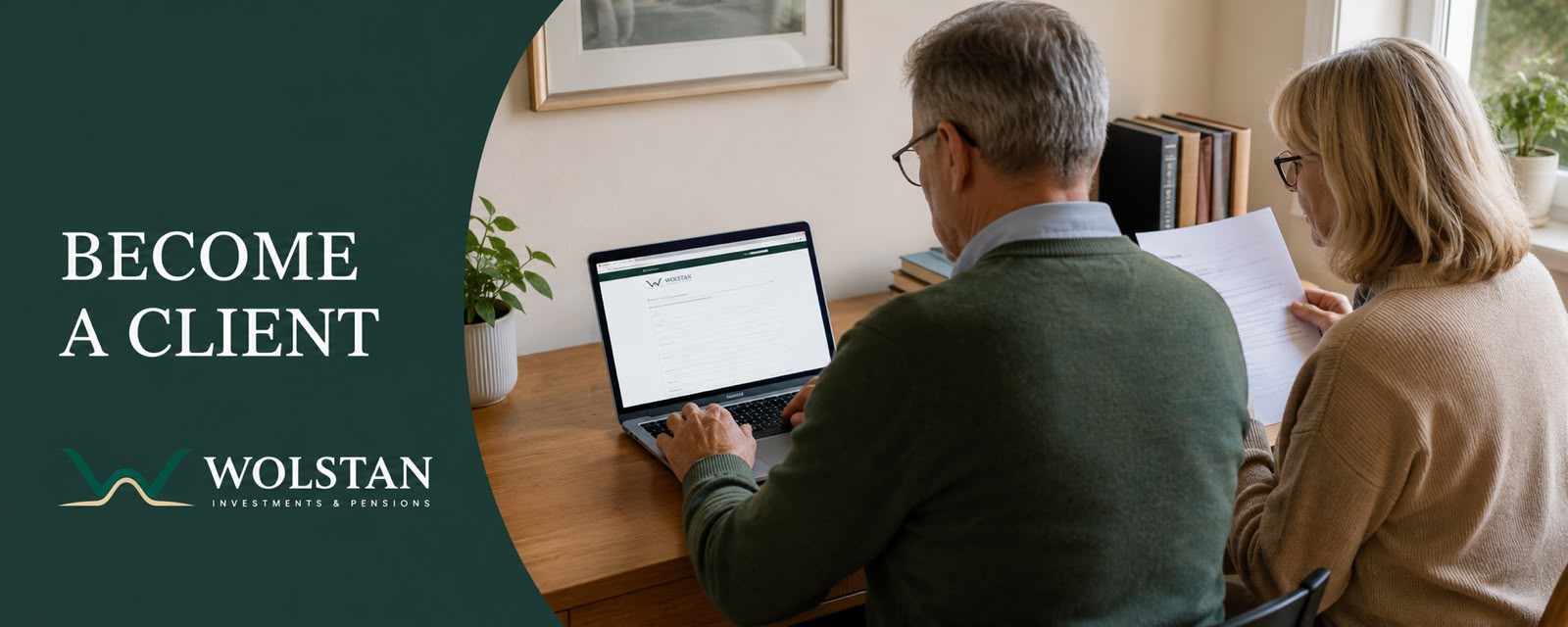 A couple completing Wolstan's secure client registration together